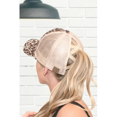 CC Faux Suede Leopard Hat Criss Cross