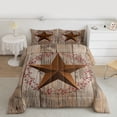 thumbnail image 3 of Homewish Western Texas Stars Full Size Comforter Sets,Old Barndoor Bedding Comforter Set,Red Country Berry Bedding Sets For Adults,Microfiber Bedroom Decor Reversible,3-Piece, 3 of 9