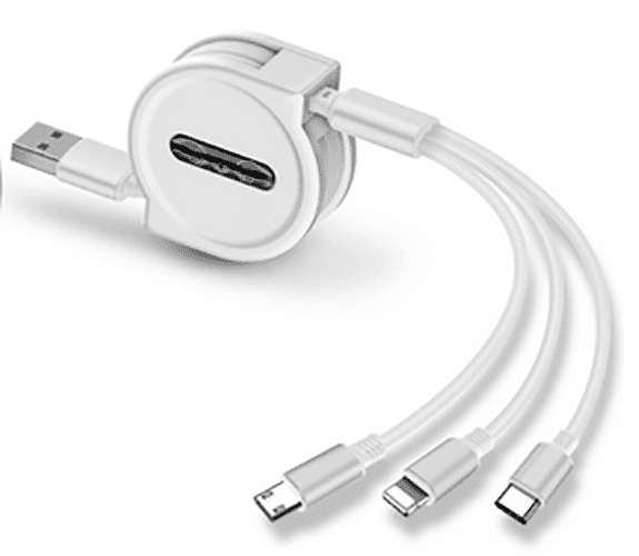 CAFELE Multi Retractable Cable 2 Pack Fast Charger Cord,2020 Upgrade Multiple Charging Cable 4FT 3-in-1 USB Sync Charge Cord with Phone/Type C/Micro USB/Motorola/Samsung Galaxy/Pixel/Sony/LG/HTC-White