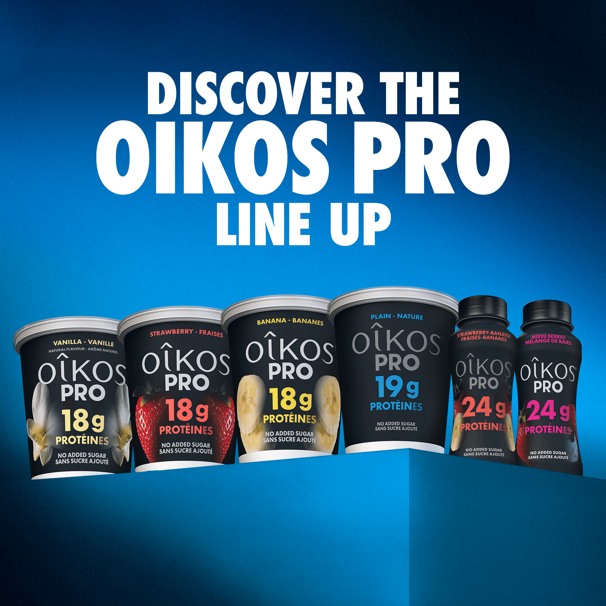 Oikos Pro Yogurt Drink, Strawberry-Banana, High Protein, 300ml