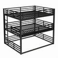 thumbnail image 3 of Luckynote Queen over Full XL over Queen Bunk Bed, Metal Triple Bunk Bed with Bed Guard, Heavy Duty, Black, 3 of 10
