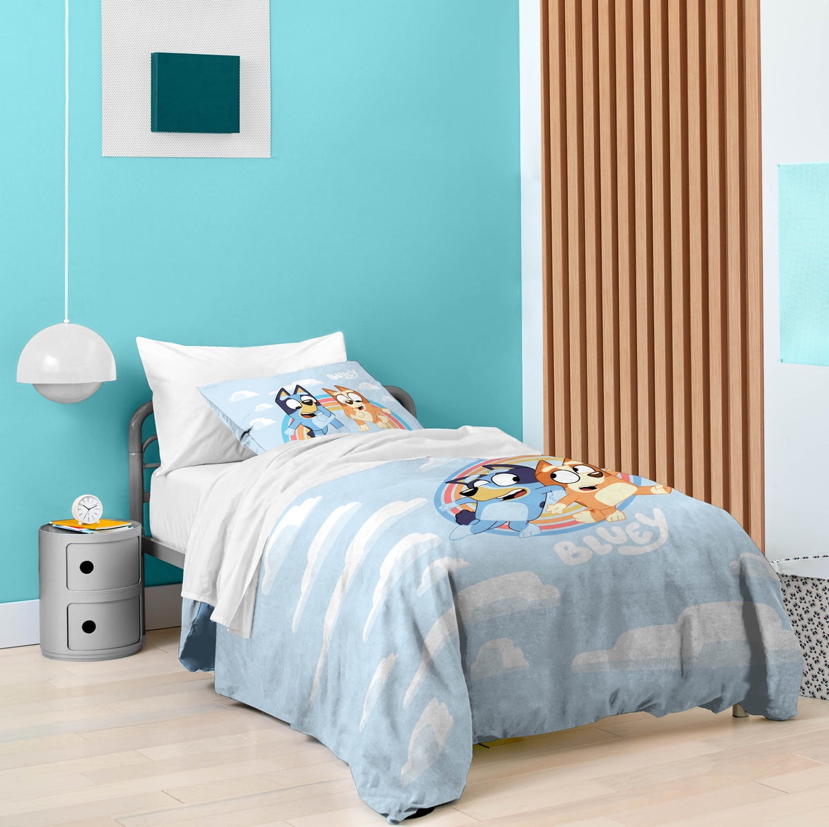 Saturday Park Bluey Rainbow in the Clouds 100% Organic Cotton 2 Piece Twin Duvet Cover & Sham Set