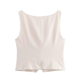 thumbnail image 4 of HH TRAF Top de mujer con cuello cuadrado liso, sin mangas, con lazo decorado, top corto de verano de un solo pecho, moderno para mujer, 4 of 5