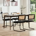 thumbnail image 4 of STARY Dining Chairs Set of 2, Mid-Century Modern Kitchen Chairs with Rattan Backrest & Velvet Upholstery, Black, 4 of 8