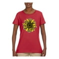 thumbnail image 2 of Wild Bobby, Artsy Cheetah Leopard Print Sunflower, Fashion, Women Graphic Tee, Red, Large, 2 of 3