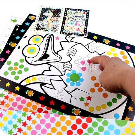 20 Sheets Kids Dot Coloring Book DIY Color Dot Cartoon Animal Drawing Mosaic Puzzle Stickers Children Learn Creative Educational Toys
