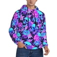 thumbnail image 2 of Kdxio Flower Happy Skull Print Mens Casual Hooded Collar Drawstring Hoodies Pullover Sweatshirts Casual Long Sleeve Shirts-X-Large, 2 of 7