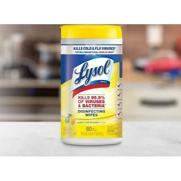 LYSL 80-Count Lemon & Blossom Scent Disinfectant Wipes All-Purpose Cleaner, 6 Canisters