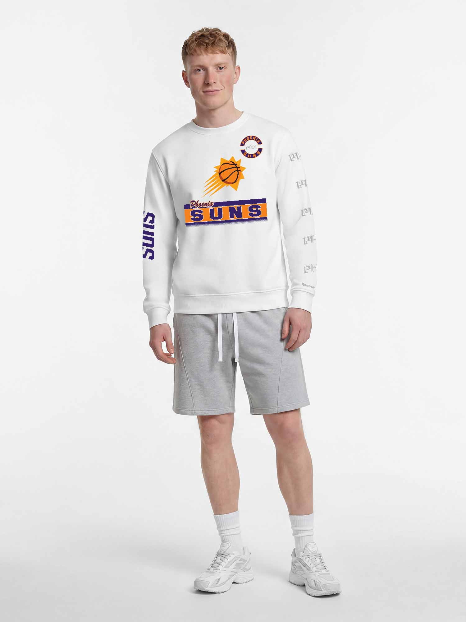 Phoenix Suns Reebok Mens White Crew Sweatshirt