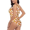 thumbnail image 4 of Sikiie Hot Dog In Heart Print Women One Piece Swimsuits Tummy Control One Shoulder Bathing Suits Ruffle Swimwear, From S to XXL-X-Large, 4 of 6