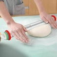 thumbnail image 3 of LNGOOR Rolling Pins with 8 Adjustable Thickness Rings, 17" Stainless Steel Dough Roller for Baking Fondant, Pizza, Pie, Pastry, Pasta, Cookies, 3 of 6