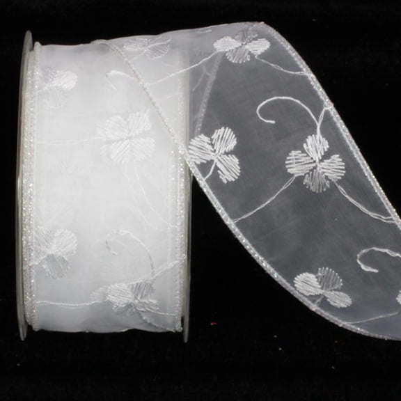 The Ribbon People White Christian Lalou Wired Craft Ribbon 2" x 20 Yards