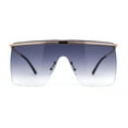 thumbnail image 2 of Flat Top Half Metal Rim Oversize Rectangle Shield Mob Sunglasses Gold - Smoke, 2 of 4