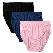 Bali Women`s Comfort Revolution Microfiber Seamless Hi Cut Panty (Pack of 3) (1 Pink Sands / 1 In The Navy / 1 Black)