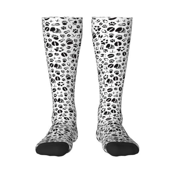 Vsdgher Black Footprints Print Thigh High Socks Extra Long Stretchy Sock Women Over Knee High Opaque Stocking Daily Wear