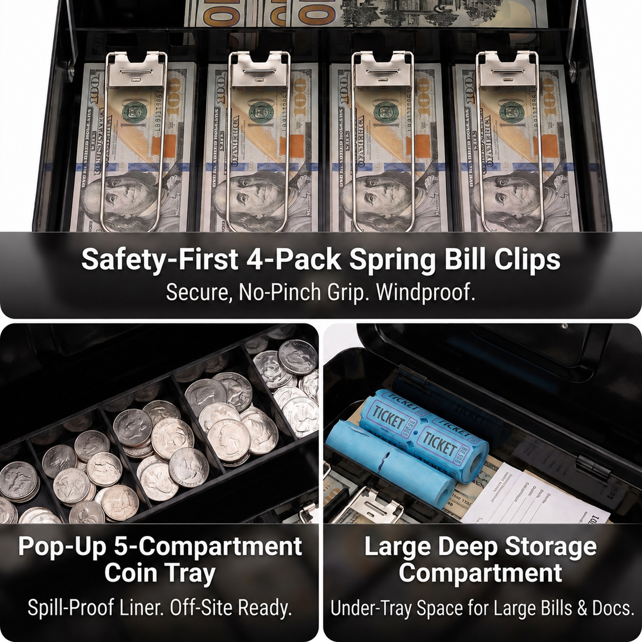 Alylo Large Metal Cash Box with Key Lock photo 4