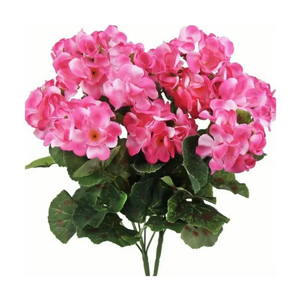 Plantas Jardín Arbusto Geranio Artificial Flores Geranios Artificiales 2 Piezas 12.6 Pulgadas A Los Rayos UV No Tejido Requiere Mantenimiento para Patio Jarrón Mesa Interior Floral Del Rojo