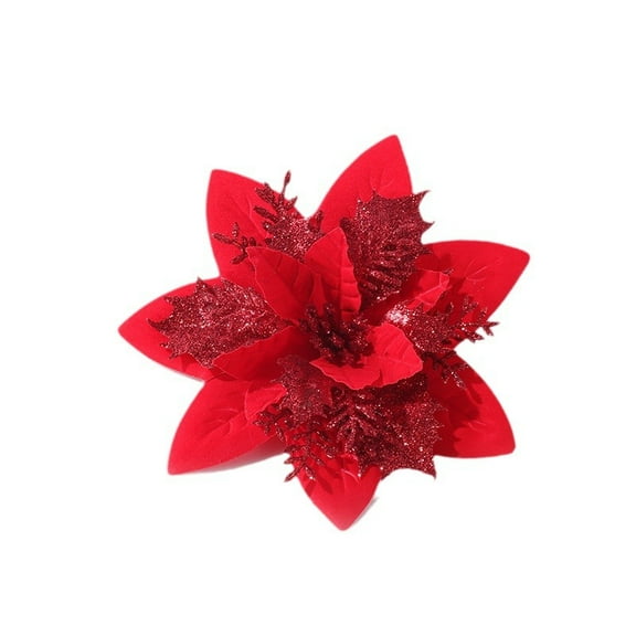 Janrevotw 36 Pieces Christmas Decorative Flowers With Clips And Stems, Christmas Saffron Glitter Gold Christmas Tree Decoration, Suitable For New Year Indoor And Outdoor Decoration