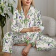 thumbnail image 4 of Goofa Wisteria Flower Printed Women’s 2 Piece Pajama Set Super,Pajamas Women's Long Sleeve Sleepwear Soft Button Down Loungewear Pjs Lounge Set Nightwear-Small, 4 of 9