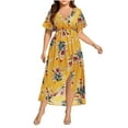 thumbnail image 2 of Lenago Plus Size Summer Dresses for Women 2026 Boho Flower Print High Low Maxi Dress V-Neck Short Sleeve Dresses for Party Casual, 2 of 6