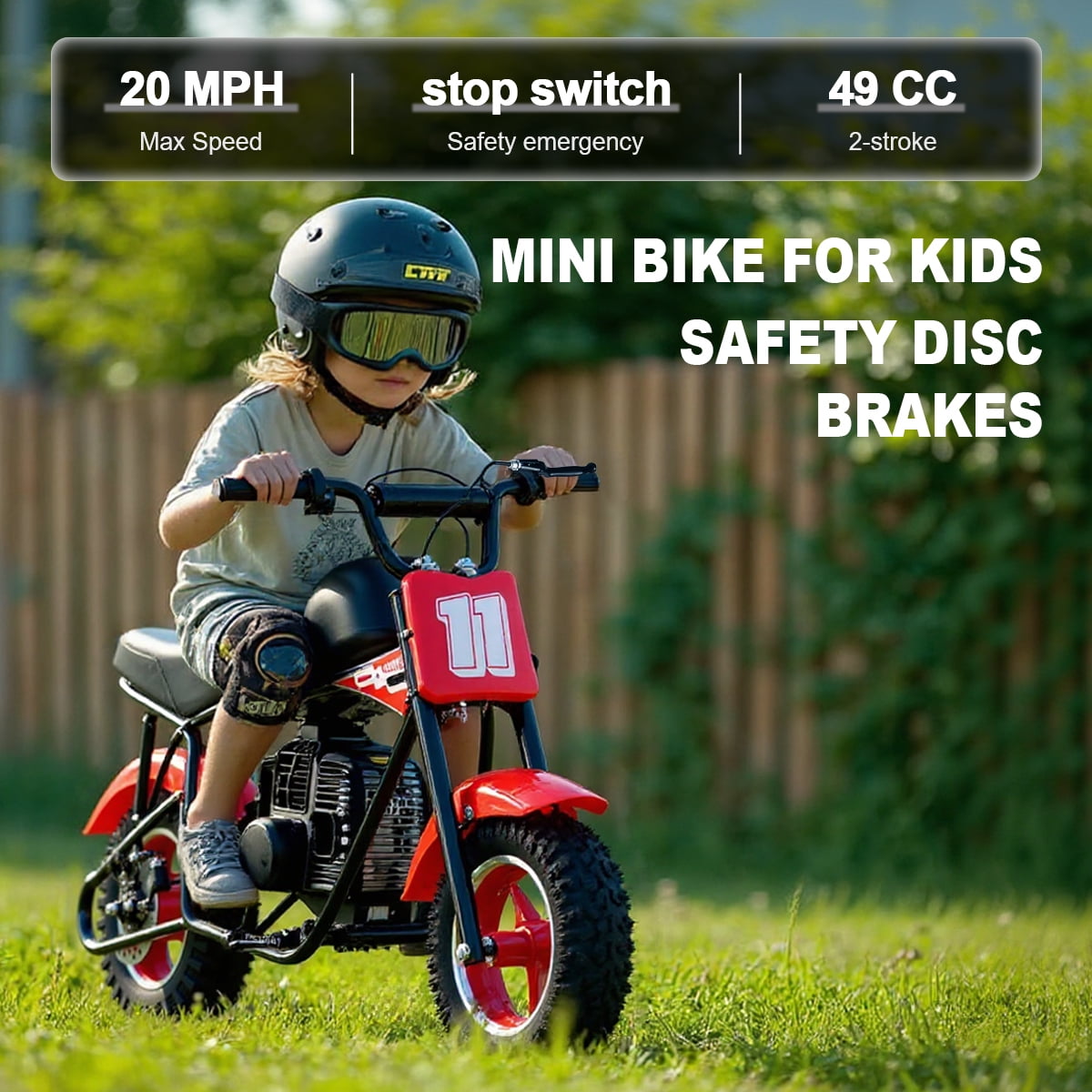 TOXOZERS Mini Bike,50cc Dirt Bike with Plush Seat,2-Stroke Mini Motor-cycle for Ages 8+,20mph Max Speed,180 lbs Weight Limit