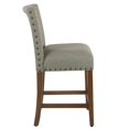 thumbnail image 3 of Fabric Upholstered Wooden Counter Height Stool with Nail Head Trim Accent, Light Gray- Saltoro Sherpi, 3 of 8