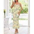 thumbnail image 5 of Merokeety Womens Summer Dresses Floral Spaghetti Deep V Neck Backless Asymmetric Maxi Dress Apricot l, 5 of 6