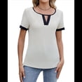 thumbnail image 1 of Blusas Informales Elegantes para Mujer, Estilo Ejecutivo, con Cuello en V, Corta, Verano 2025 Caqui Superficial L, 1 of 9