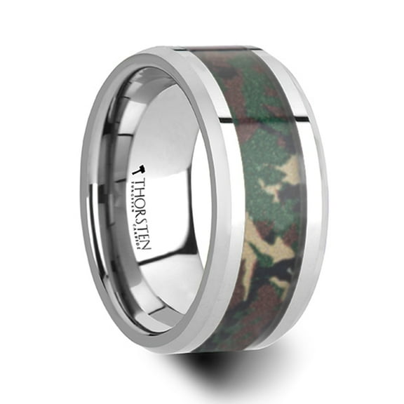 Commando Tungsten Wedding Ring With Military Style Jungle Camouflage Inlay