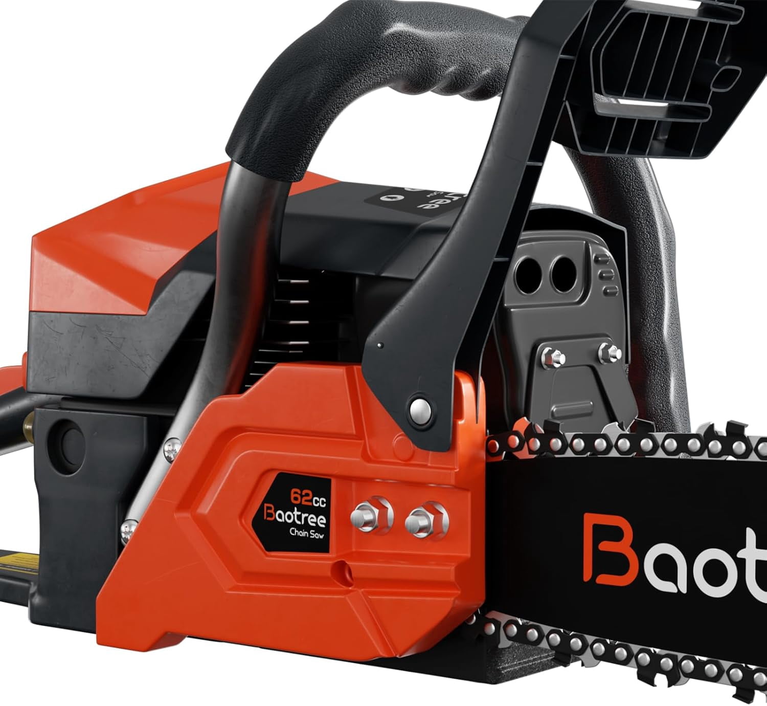 Baotree 20 Inch professional chainsaws, equipped with a two-stroke engine and shock absorption system, quick start technology, suitable for logging, wood splitting and felling operations.