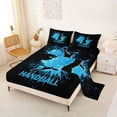 thumbnail image 2 of Castle Fairy Handball Sport King Sheets 4pcs, Watercolor Splash Bedding, Black Blue White,1 Fitted Sheet, 1 Flat Sheet and 2 Pillowcases, 2 of 6