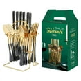 thumbnail image 1 of Gold Silverware Set Stainless Steel  24 Piece Anti-Rust Mirror Polished Flatware Gold Utensils Set Service for 6 with Gift Packaging  Dishwasher Safe  Hotel Tableware Wholesale, 1 of 6