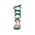 thumbnail image 6 of BLISSFUL STEP Women's Sandals Stiletto Heels Polka Dots Clear Strap Lace up Sandals Green 7, 6 of 7