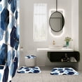 thumbnail image 3 of 4 Pcs Shower Curtain Sets Non-Slip Rugs Bath Mat Toilet Cover U Shaped Mat Print Shower Curtain with 12 Hooks Blue hexagon Bathroom Set, 3 of 9