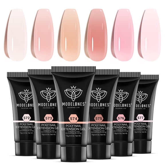 Set de extensiones de uñas de gel poligel Modelones, 6 colores