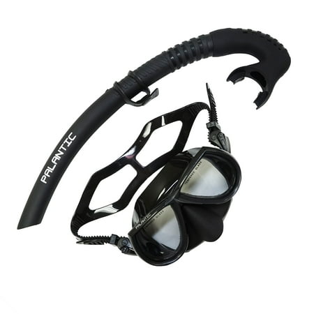Palantic Black Free Dive Spearfishing Low Volume Mask & Flexible Snorkel