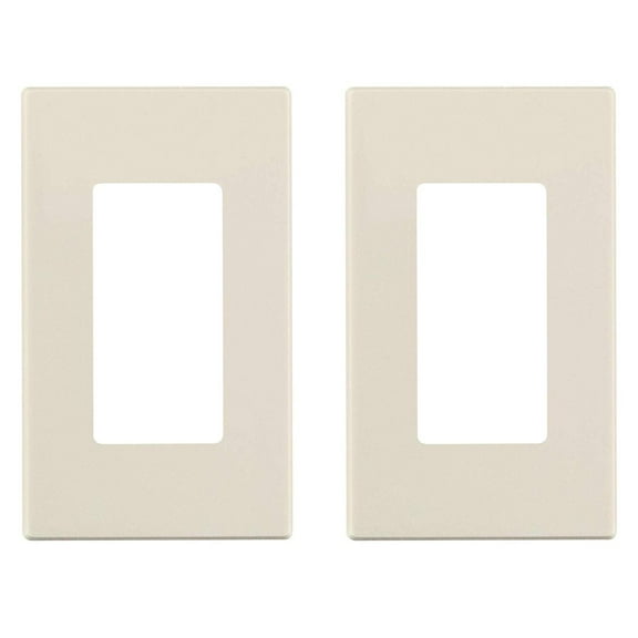 Leviton Decora Plus 1-Gang Screwless Wall Plate 80301-ST - Concealed Screw - 2-Pack, Beige