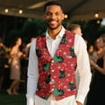 thumbnail image 4 of Yuyamidu Black Cat Men's Formal Suit Vest Fit for Business or Casual Dress Slim Fit Waistcoat with Pockets Xmas Tree Daily Wear Clothing Size 2XL, Red Christmas, 4 of 7
