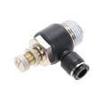 thumbnail image 1 of 1 pieza Negro Empuje en el codo Ajuste de velocidad Control de flujo de flujo conector neumático Tubo de tubería Manguera de la manguera M5 "1/8" 1/4 "3/8" 1/2 ", 1 of 6