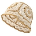 thumbnail image 2 of LAVA Crochet Bucket Hats for Women Handmade Foldable Flower Knitted Hat with Brims (Khaki), 2 of 8