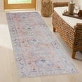 thumbnail image 6 of Hauteloom Morcott Traditional Living Room Bedroom Dining Room Kitchen Area Rug - Machine Washable - Vintage Distressed Faded Carpet - Bohemian Boho - Pale Pink/Red, Blue - 6'7" x 9', 6 of 17