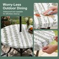 thumbnail image 5 of Round Outdoor Tablecloth with Umbrella Hole and Zipper, Sage Green Botanical Tablecloth with Elastic Waterproof, Summer Botanical Leaf Vertical Stripes Patio Table Covers for 45" - 54" Pool Tables, 5 of 9