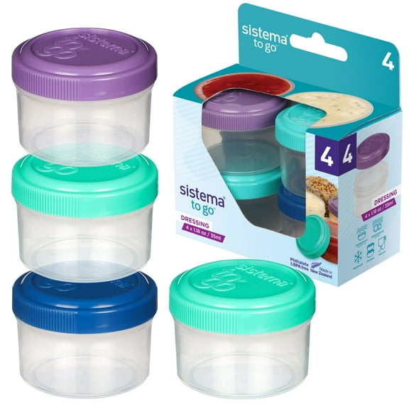 Sistema To Go Collection Salad Dressing Containers, 4 Pack, Plastic