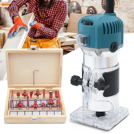 

TFCFL 800W Electric Handheld Trimmer Wood Router Joiner Carving Machine w/15 Bits
