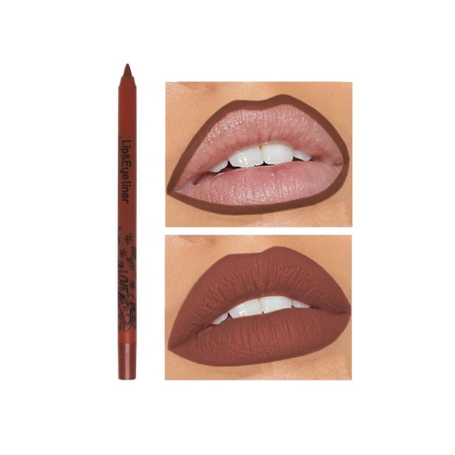 Womens Fashion TFT 20-Color Matte Lip Liner Pen #111 - Earth Brown, Long-Lasting, Lip Shape Definition