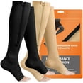 thumbnail image 1 of Chaussettes de Compression à Fermeture Éclair, 2 Paires de Bas de Compression à Bout Ouvert pour Hommes Femmes, 1 of 7
