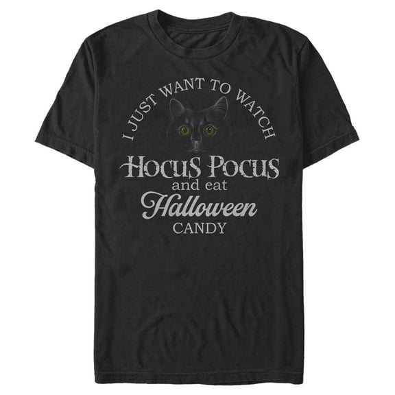 Men's Hocus Pocus Just Want to Eat Halloween Candy Graphic Tee Black 2X Large