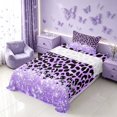 thumbnail image 3 of Homewish Purple Cheetah Print Twin Sheets for Girls, Princess Glitters Printed Bedding, 3 Pieces (1 Flat Sheet, 1 Fitted Sheet and 1 Pillowcase), 3 of 6