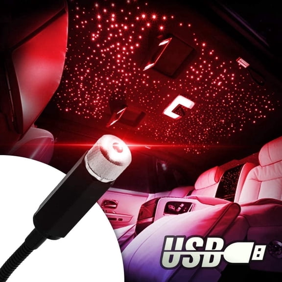 Star Lights for Car USB LED Projector Lamp, 360° Rotatable Roof Atmosphere Light for Inside Car, Aluminum Black