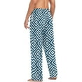 thumbnail image 6 of FREEAMG Men's Pajama Pants with Pockets Sleepwear Lounge Pants Stretch Casual Geometric Blue White Striped Squares, 6 of 7